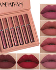 Velvet Matte Liquid Lippenstift-Set – 6 Farben für langanhaltende, wasserfeste, intensive Lippen